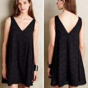 Anthropologie Maeve Luci Black Eyelet Dress
